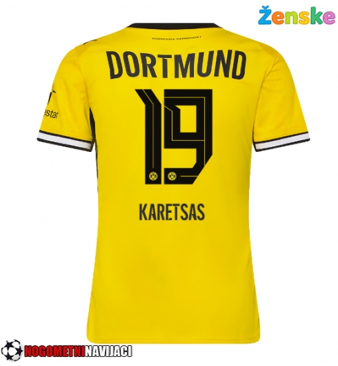 Ženske Nogometnih dresov Borussia Dortmund Konstantinos Karetsas #19 Domači 2026-27 Kratki rokavi Ženske Nogometnih dresov Borussia Dortmund Konstantinos Karetsas #19 Domači 2026-27 Kratki rokavi